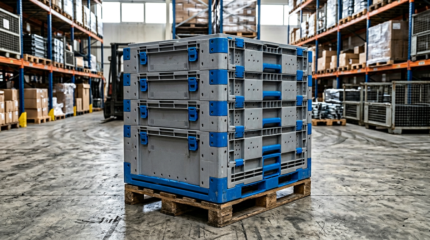 Foldable FLC containers in use